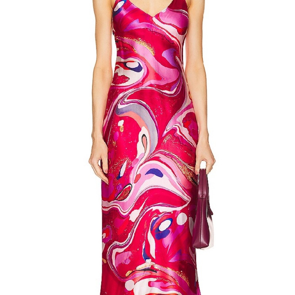 L’Agence Seridie slip Dress in Pink Multi Tie Dye, sz.6